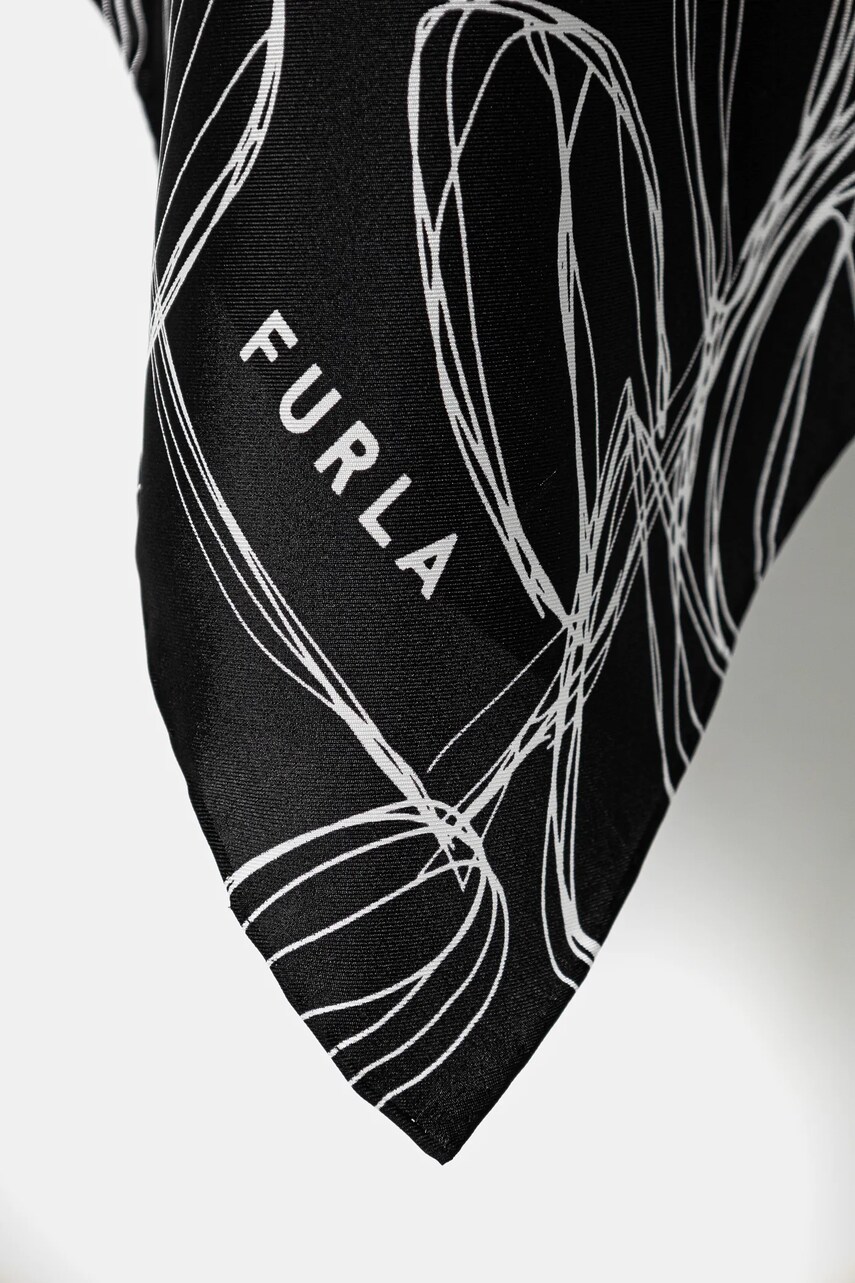 Шовкова хустка Furla колір чорний візерунок WT00021 BX3591 O6000