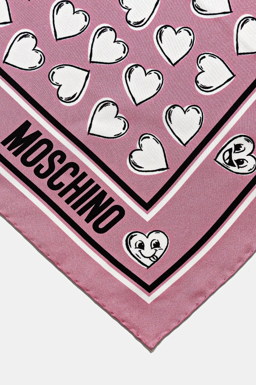Шовкова хустка Moschino колір рожевий візерунок M3211 3549