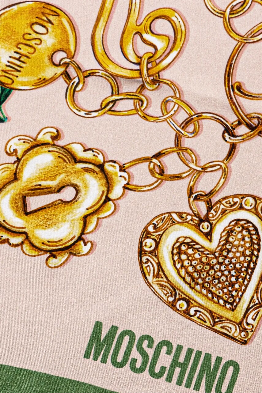Шовкова хустка Moschino колір рожевий візерунок M3217 3549