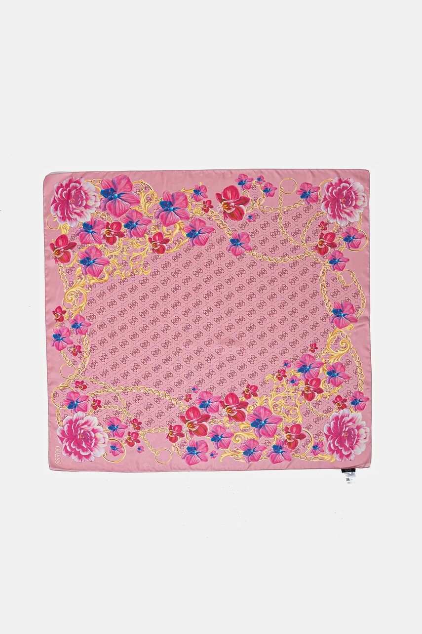 Шовкова хустка Guess FOULARD колір рожевий візерунок AW5272 SIL13
