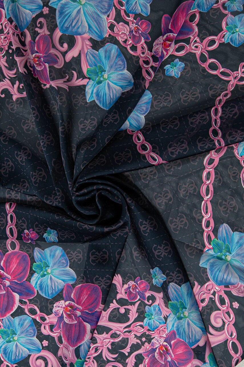 Шовкова хустка Guess FOULARD колір синій візерунок AW5272 SIL13