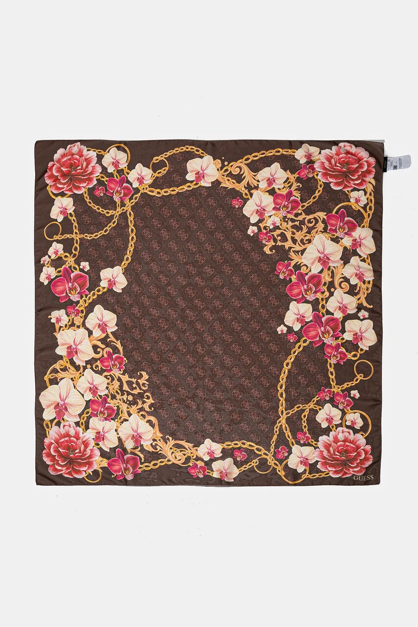 Шовкова хустка Guess FOULARD колір коричневий візерунок AW5272 SIL13