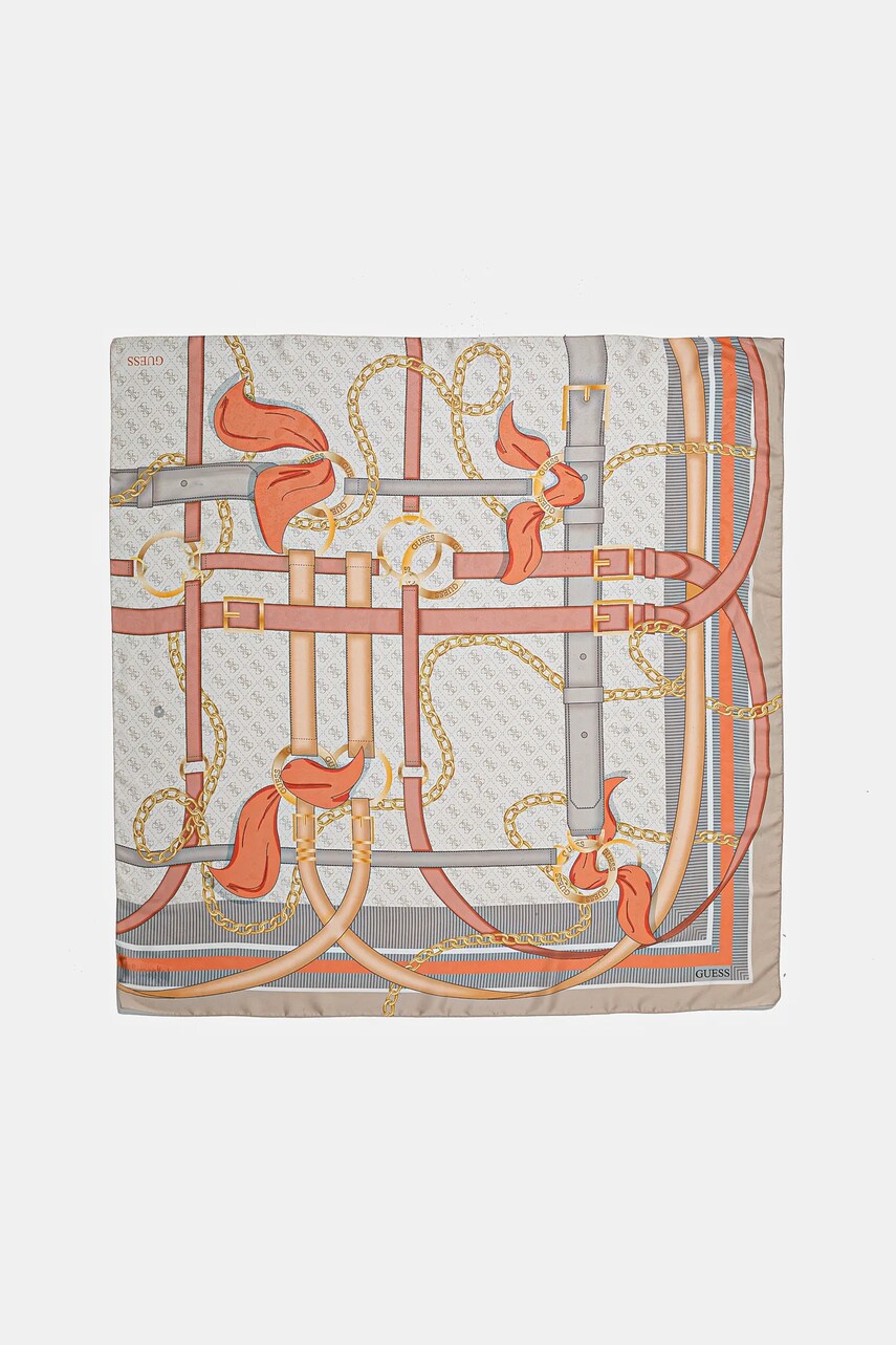 Шовкова хустка Guess FOULARD колір бежевий візерунок AW5270 SIL12