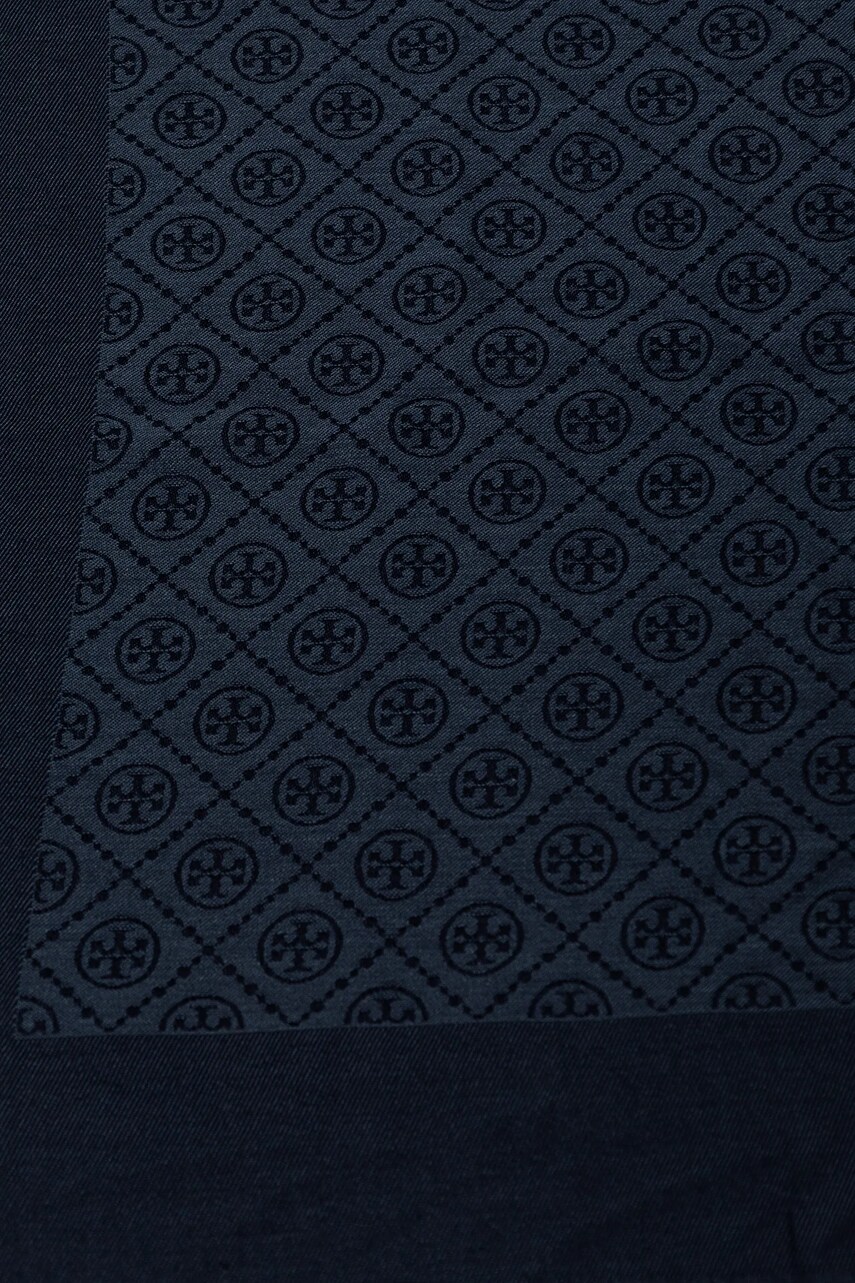 Хустка Tory Burch T Monogram Jacquard Traveler жіноча колір синій візерунок 160570-405