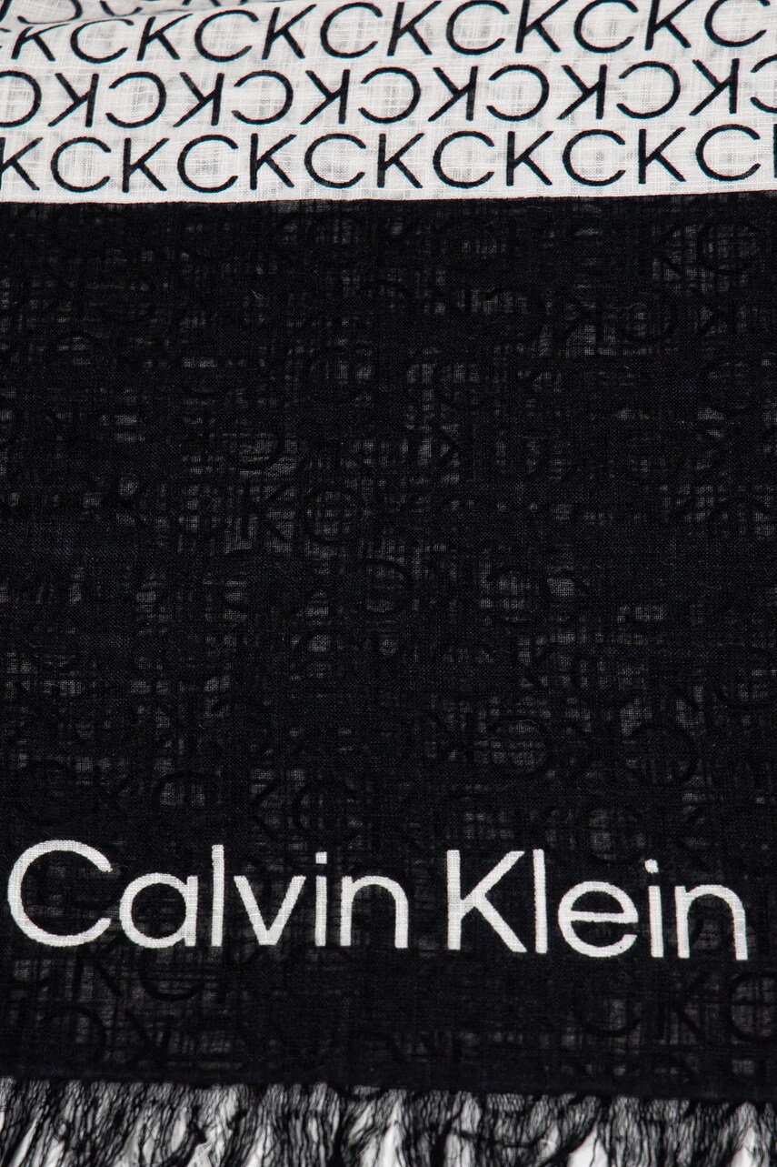 Бавовняний шарф Calvin Klein жіночий колір чорний візерунок K60K612979