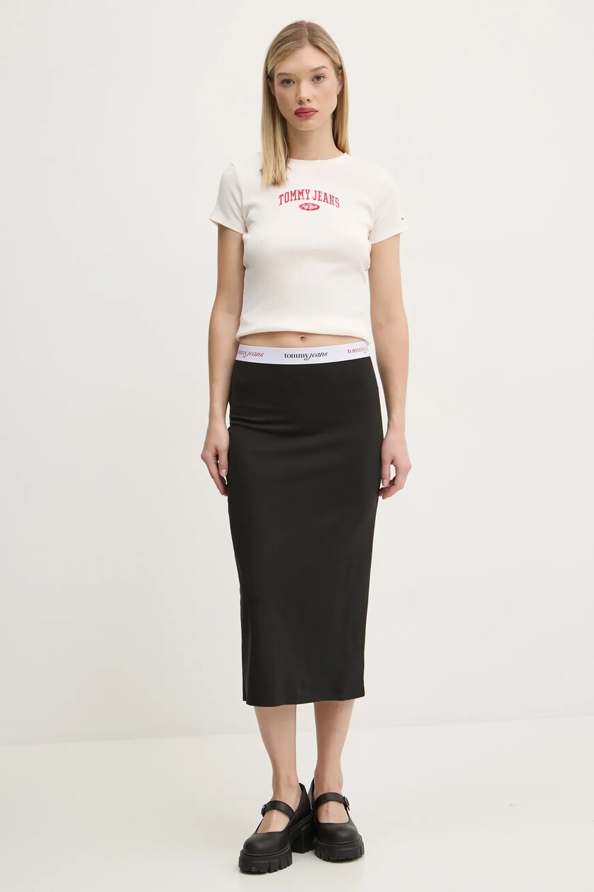 Спідниця Tommy Jeans колір чорний midi олівець DW0DW19365