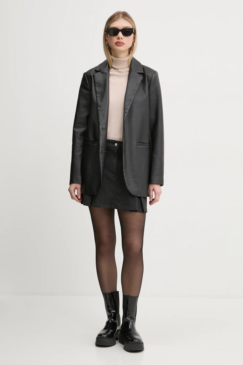 Джинсова спідниця Tommy Jeans колір чорний mini розкльошена DW0DW19366