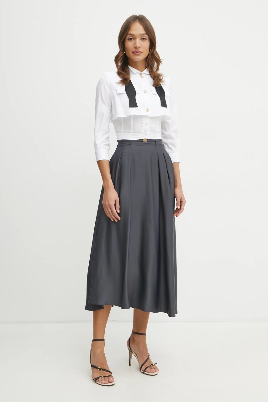 Спідниця Elisabetta Franchi колір сірий maxi розкльошена GO09851E2