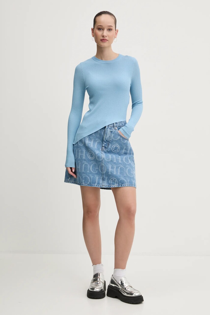 Джинсова спідниця Hugo Blue mini розкльошена 50533651