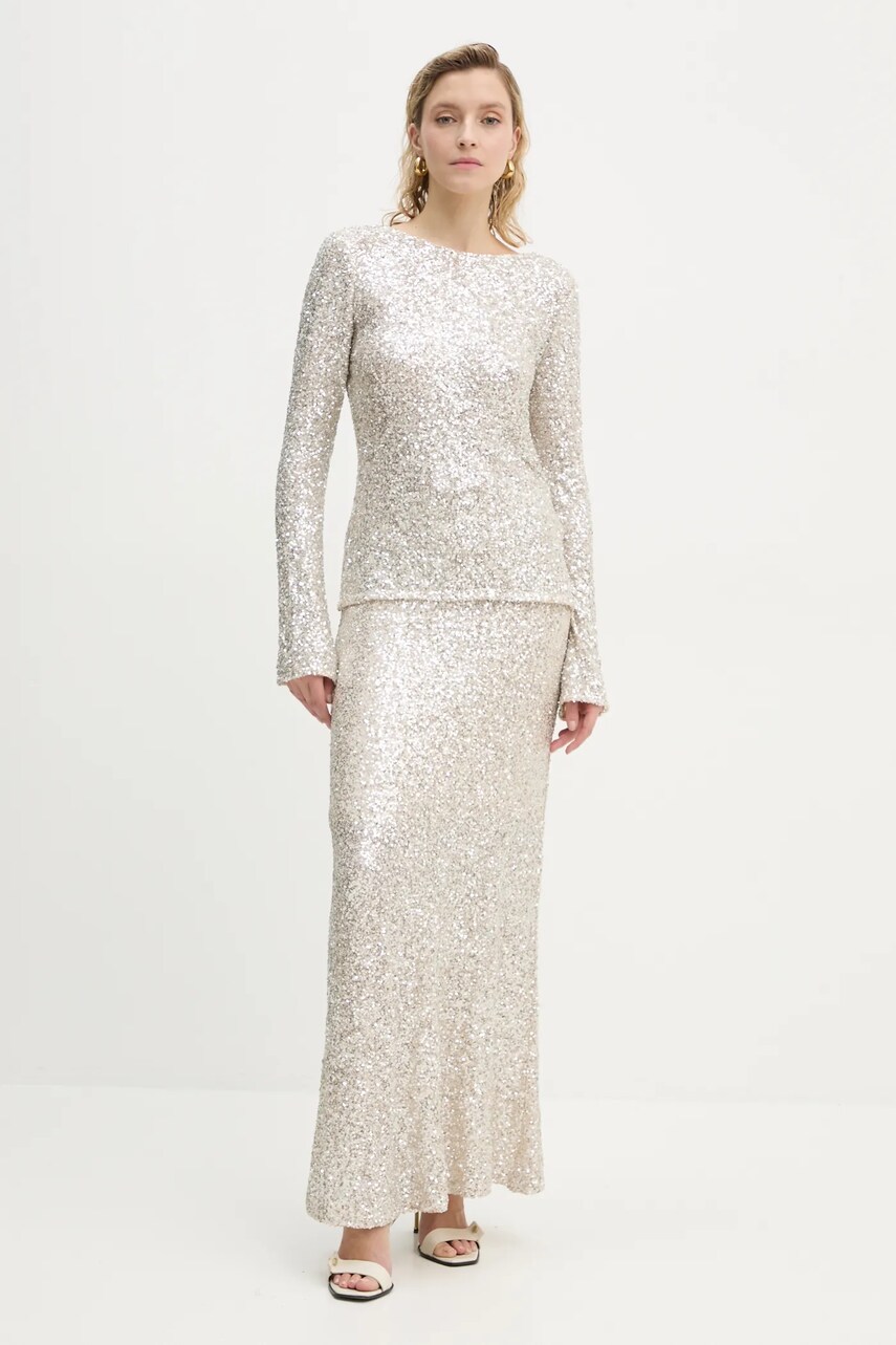 Спідниця Bruuns Bazaar колір срібний maxi пряма BBW4195