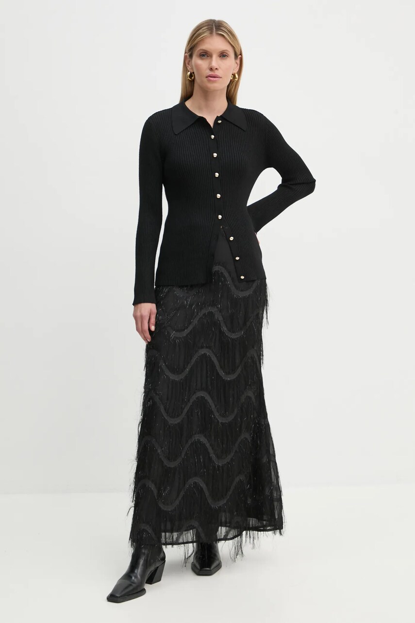 Спідниця Bruuns Bazaar колір чорний maxi розкльошена BBW4196