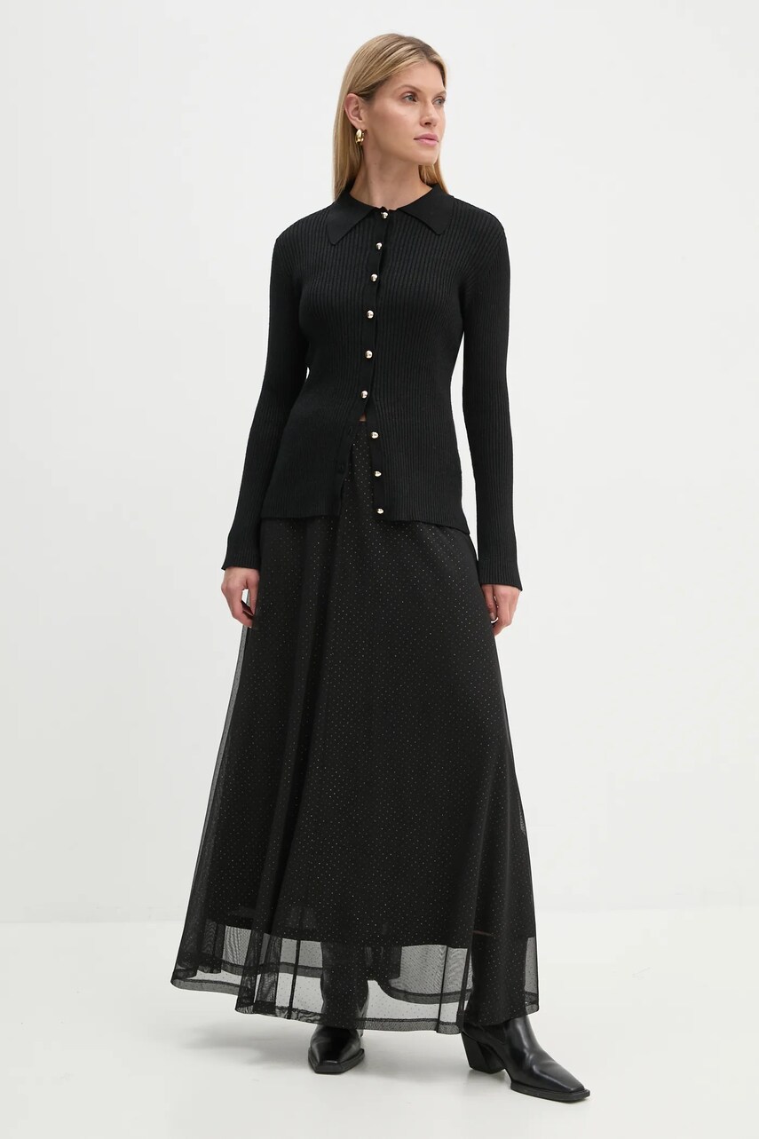 Спідниця Bruuns Bazaar колір чорний maxi розкльошена BBW4253