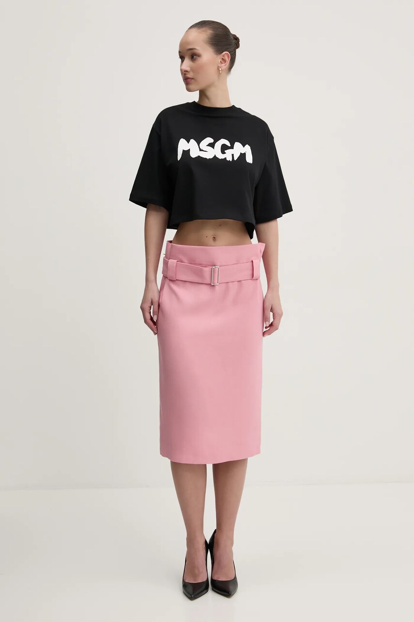Спідниця MSGM колір рожевий midi олівець 3841MDD05.257106