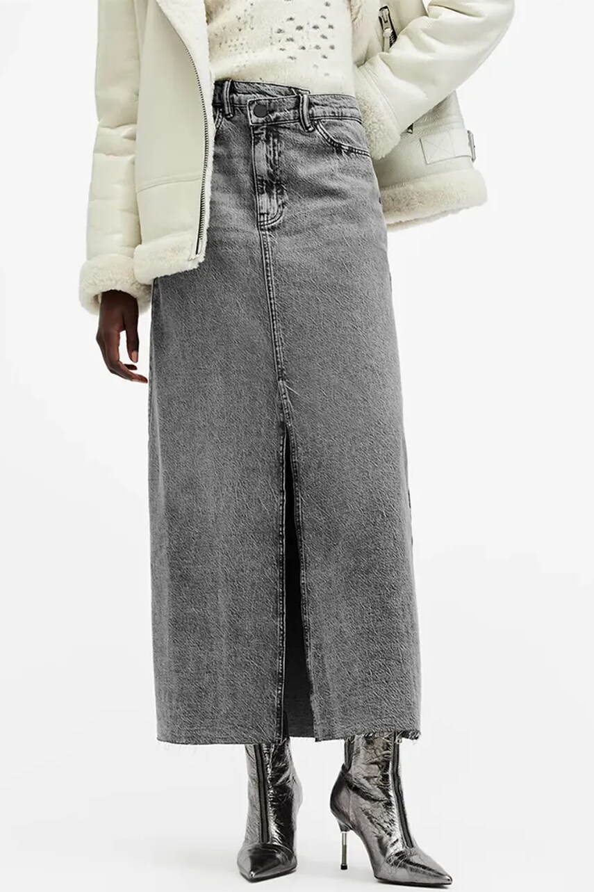 Джинсова спідниця AllSaints NOIR MAXI колір чорний maxi пряма W023RB