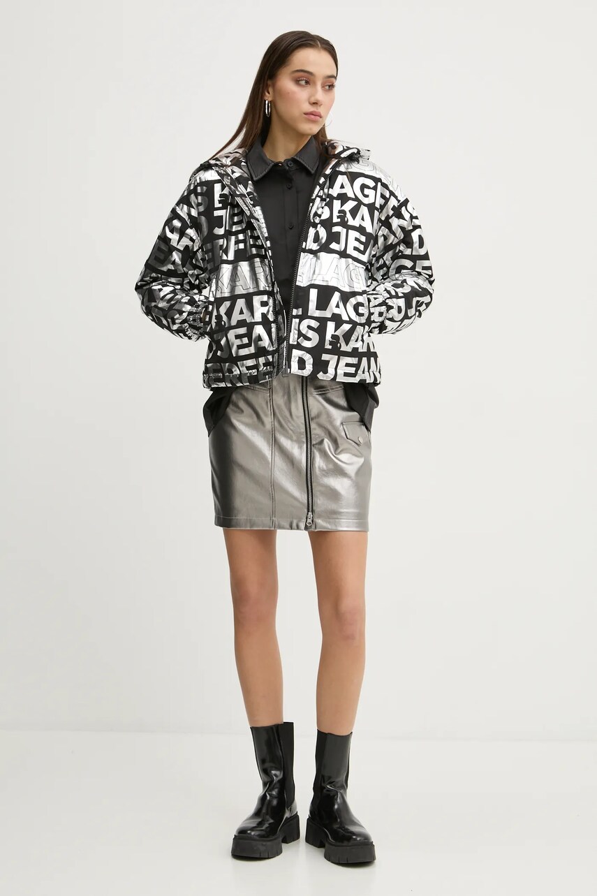 Спідниця Karl Lagerfeld Jeans колір срібний mini розкльошена A1W12013