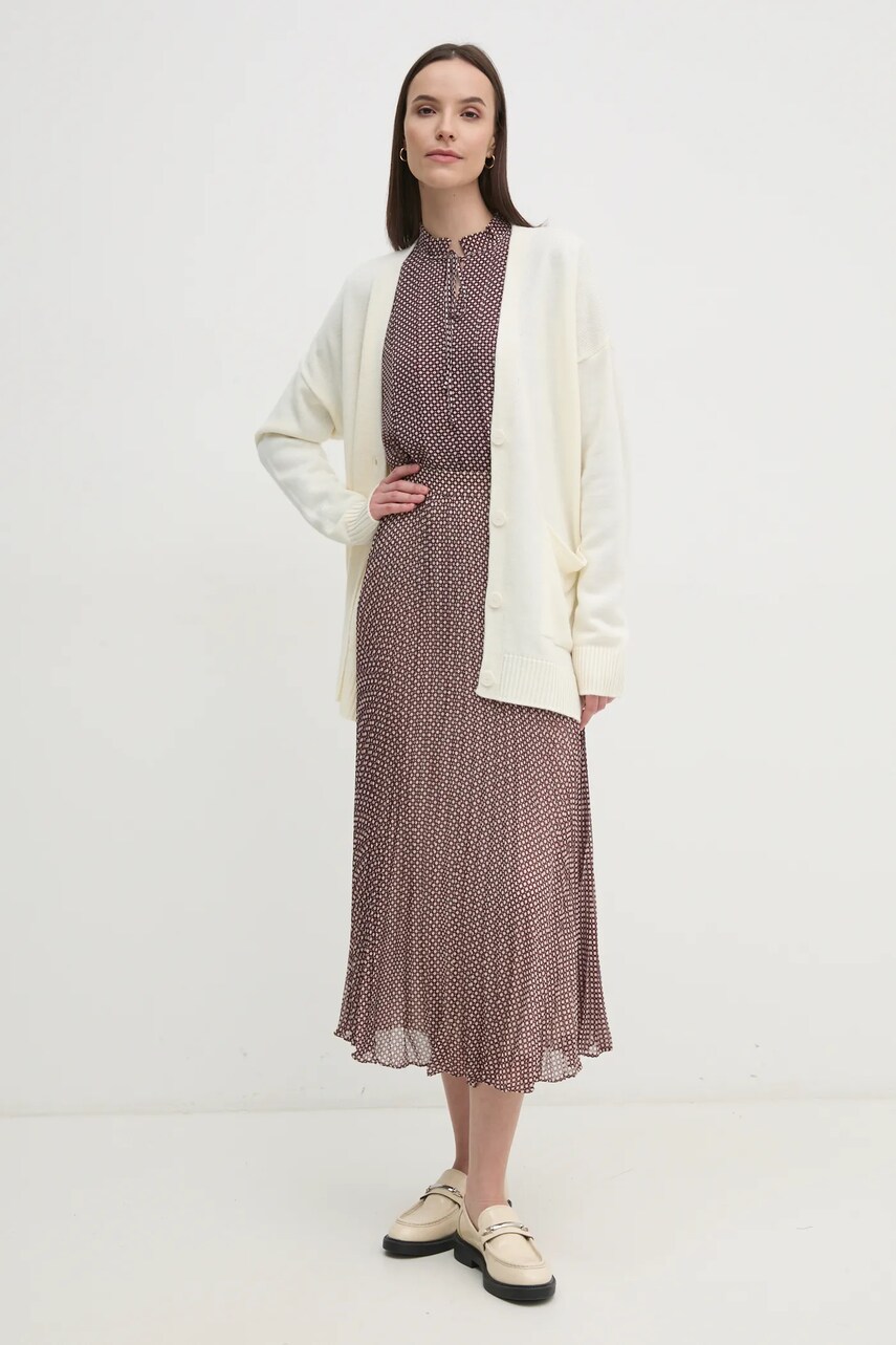 Спідниця Tommy Hilfiger колір бордовий midi розкльошена WW0WW43883