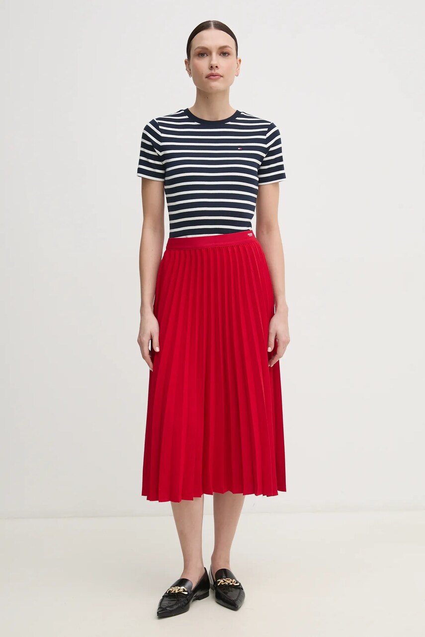 Спідниця Tommy Hilfiger колір синій midi розкльошена WW0WW43886