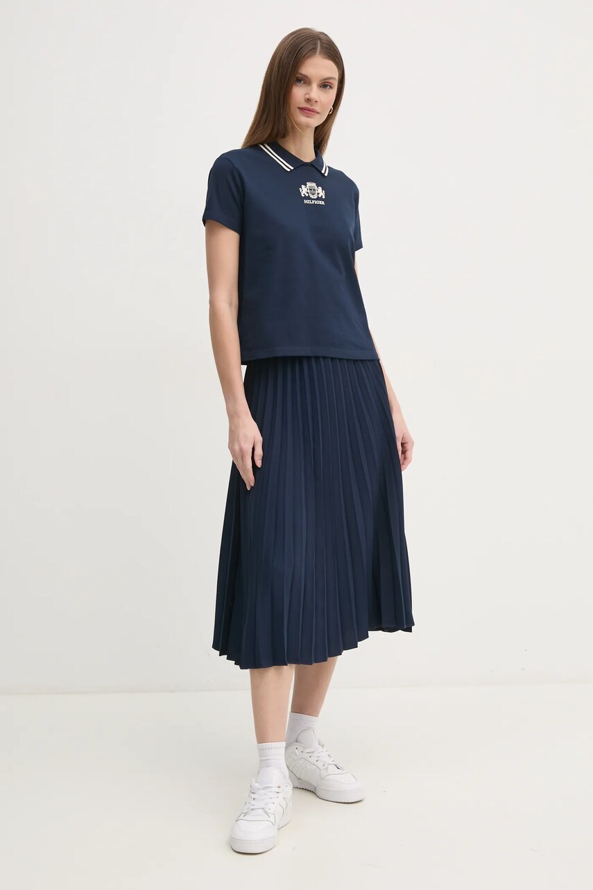 Спідниця Tommy Hilfiger колір синій midi розкльошена WW0WW43886