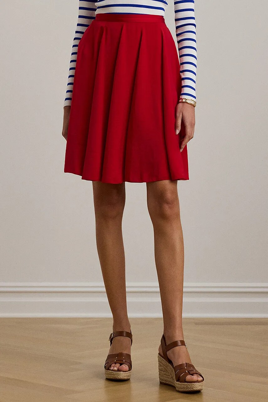 Спідниця Lauren Ralph Lauren колір червоний midi розкльошена 200957180