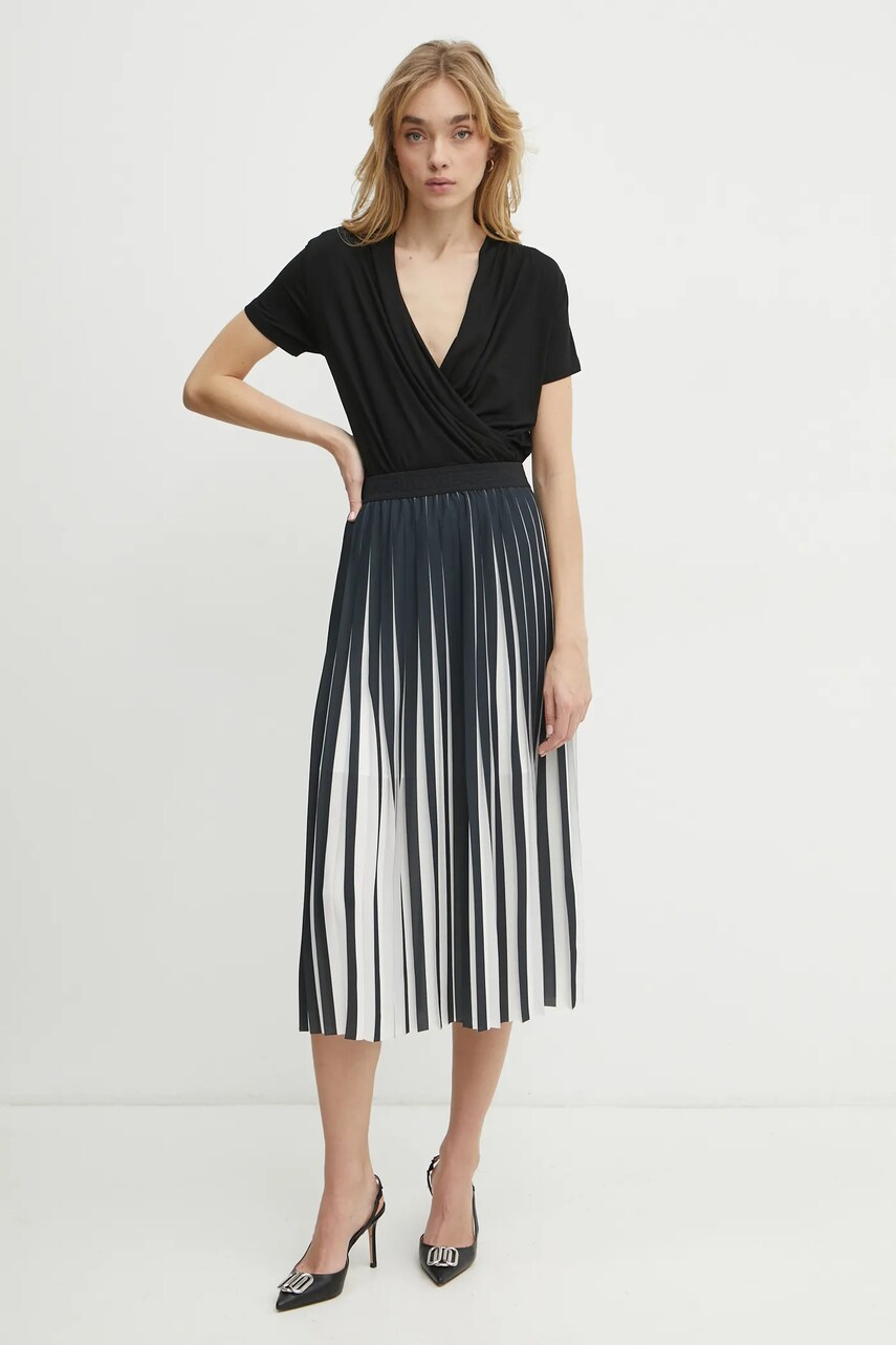 Спідниця Karl Lagerfeld колір чорний midi розкльошена A1W12026