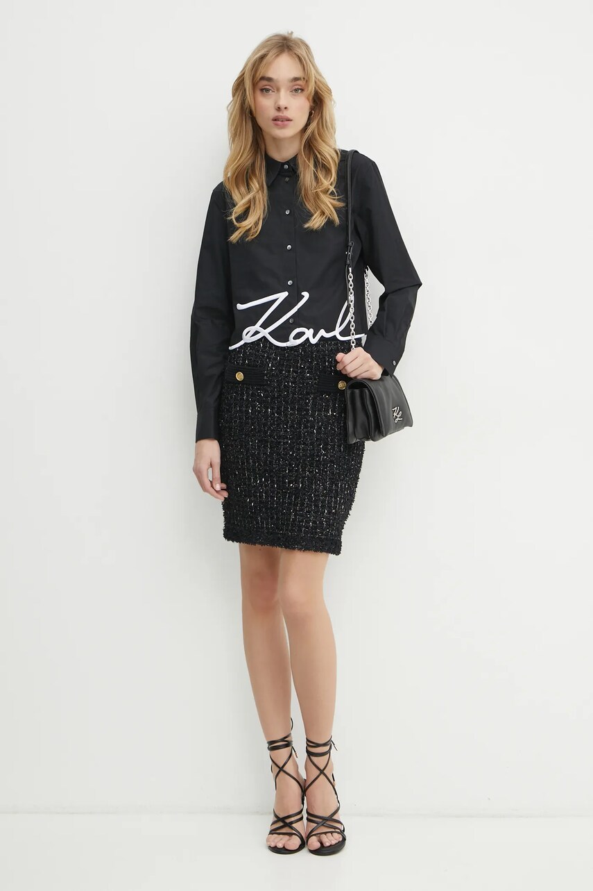 Спідниця з домішкою вовни Karl Lagerfeld колір чорний mini олівець A1W12030