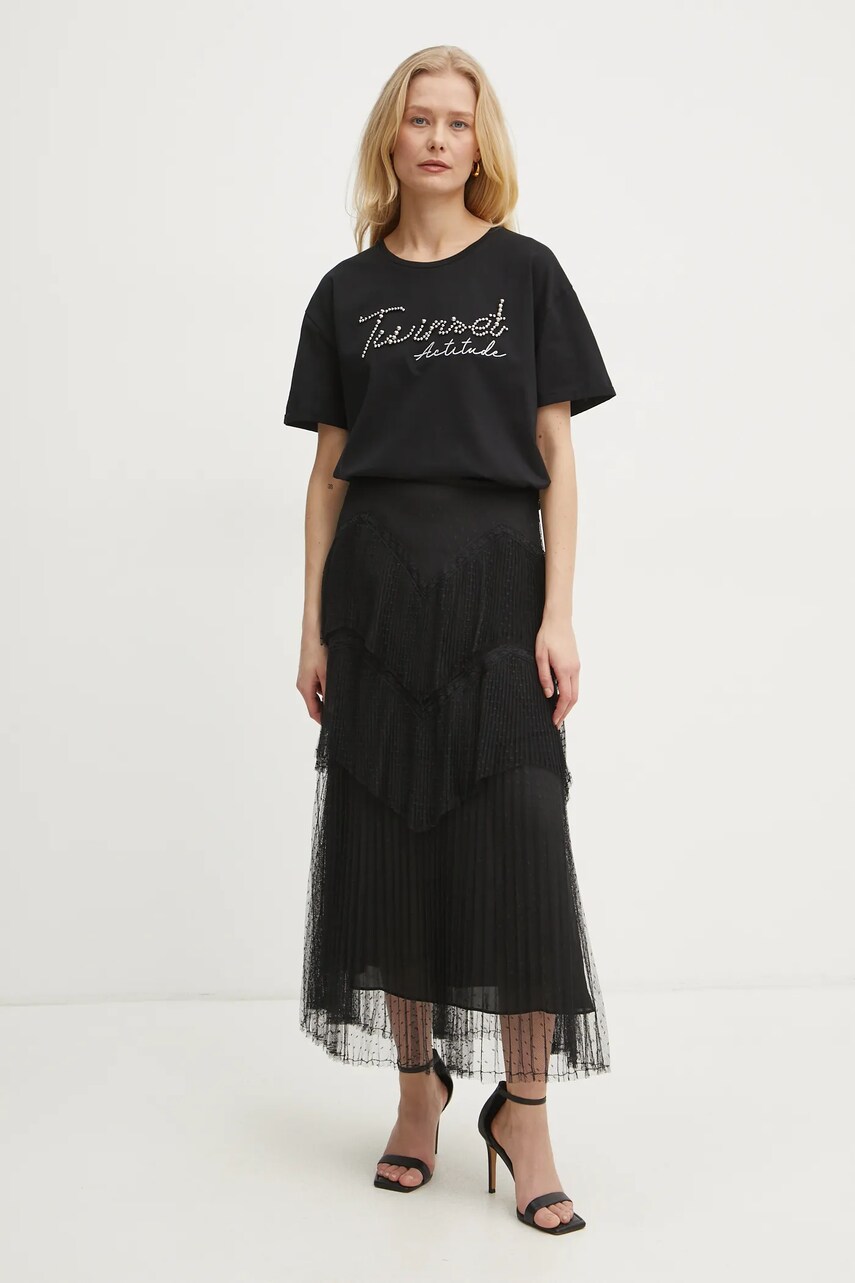 Спідниця Twinset колір чорний maxi пряма 251TP2512