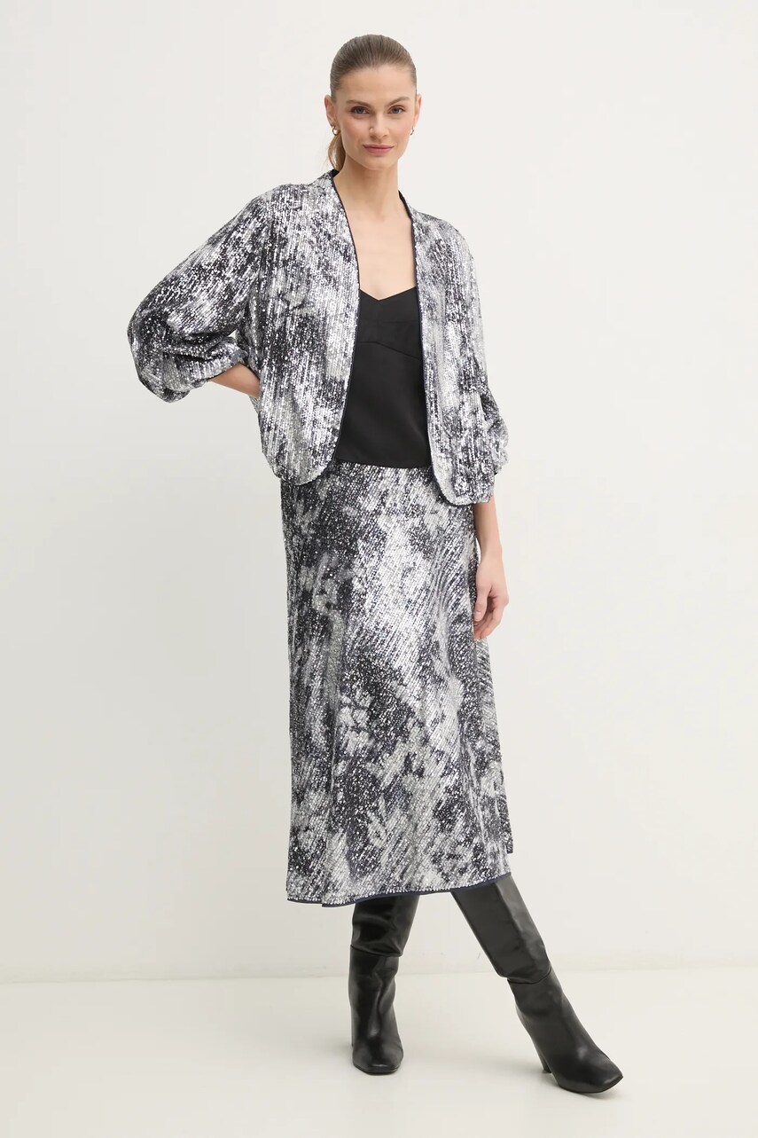 Спідниця DIANE VON FURSTENBERG колір срібний midi розкльошена DVFKM4S004
