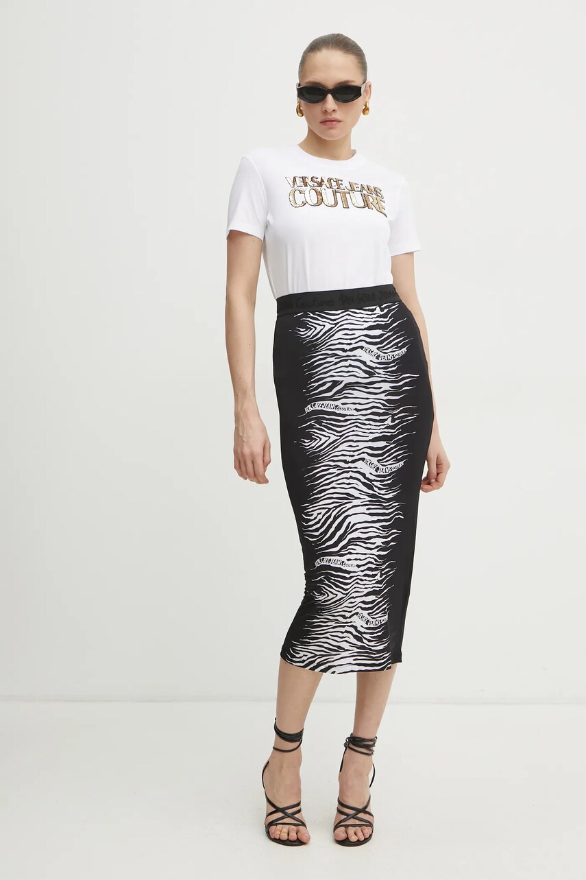 Спідниця Versace Jeans Couture колір чорний midi пряма 78HAE8P6 JS474