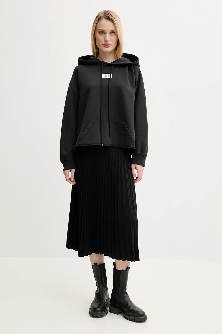 Спідниця MM6 Maison Margiela колір чорний midi розкльошена S52MA0198.S43455