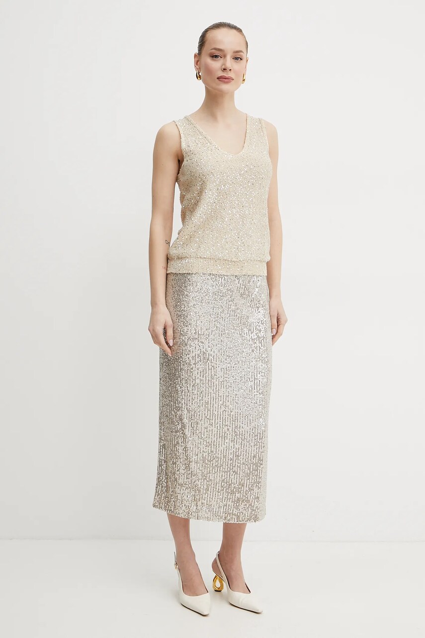 Спідниця Weekend Max Mara колір срібний maxi пряма 2515771011600