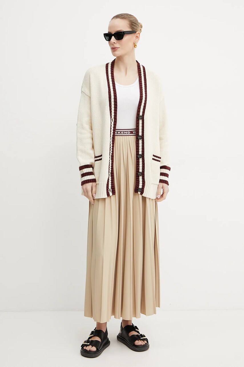 Спідниця Weekend Max Mara колір бежевий maxi розкльошена 2515771031600