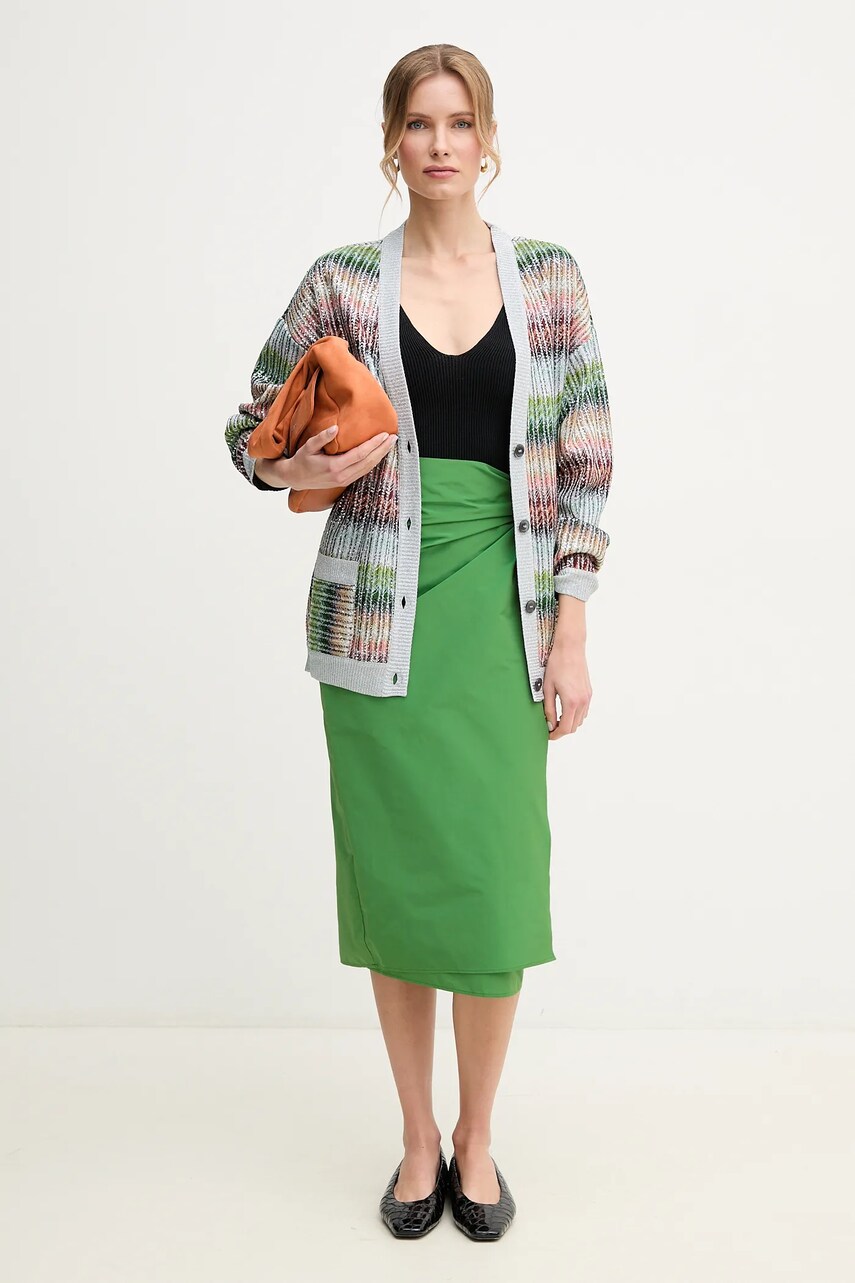 Спідниця Weekend Max Mara колір зелений midi пряма 2515101042600