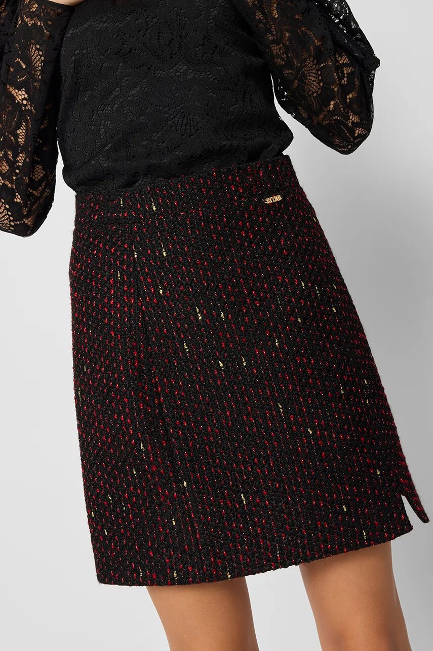 Спідниця Bizuu MILLET колір чорний mini пряма SPODNICA MILLET_CZARNY_AW24