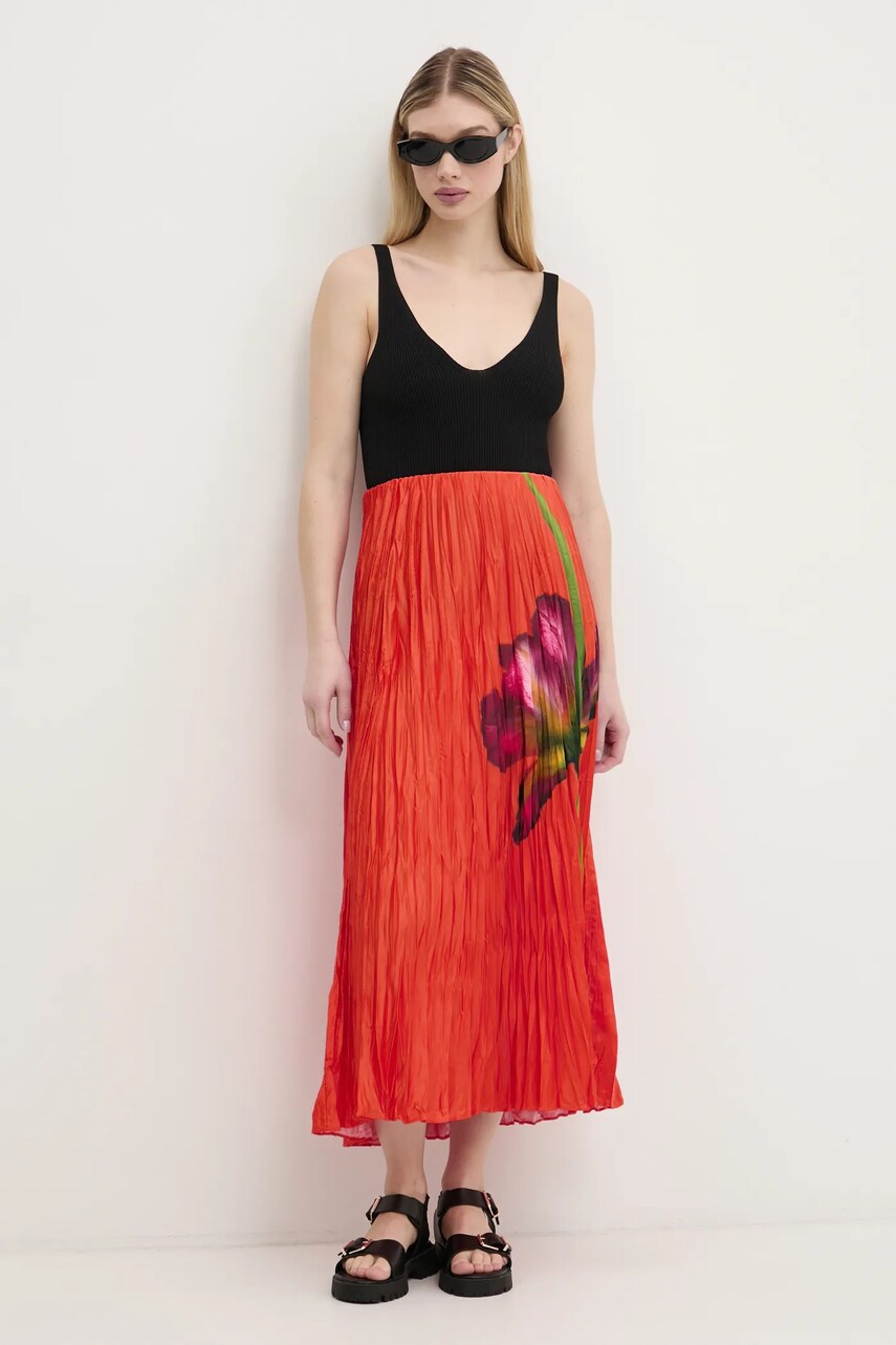 Спідниця Desigual FOLLET колір помаранчевий maxi розкльошена 25SWFW06