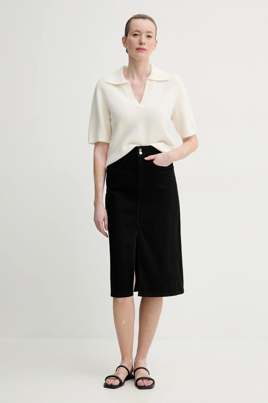 Спідниця Filippa K колір чорний midi пряма 31389