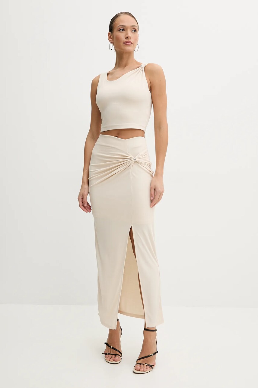 Спідниця Guess AIMEE колір бежевий maxi олівець W5GD0E KAQL2