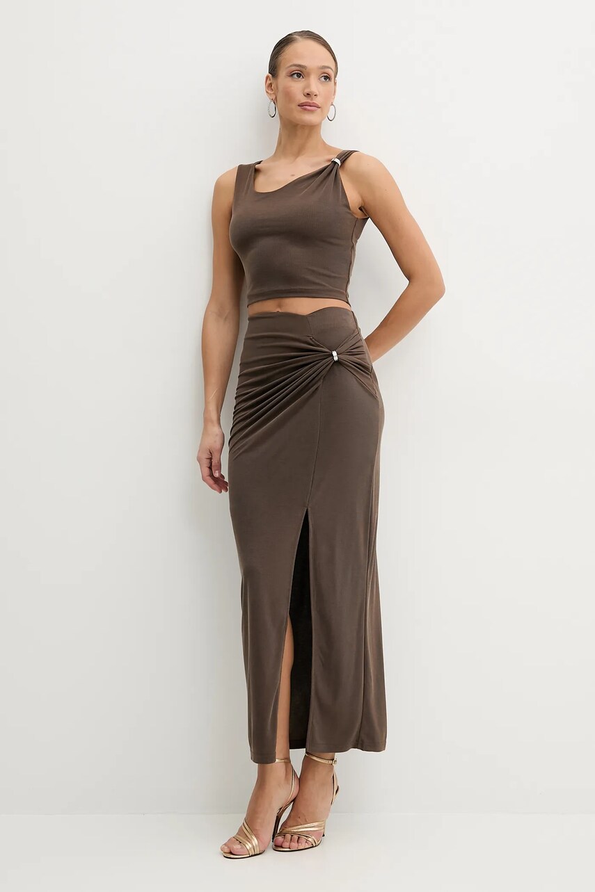 Спідниця Guess AIMEE колір коричневий maxi олівець W5GD0E KAQL2