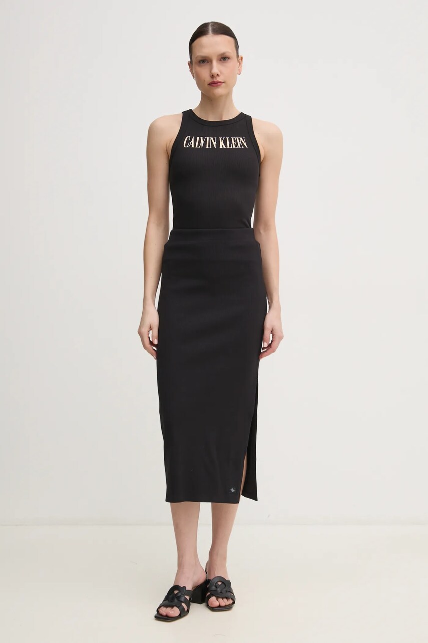 Спідниця Calvin Klein Jeans колір чорний midi олівець J20J225331