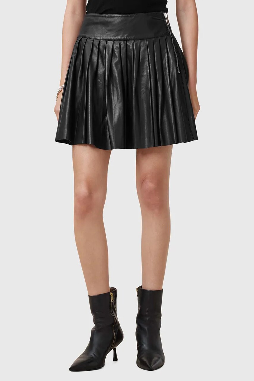 Шкіряна спідниця AllSaints VENA колір чорний mini розкльошена W029RC
