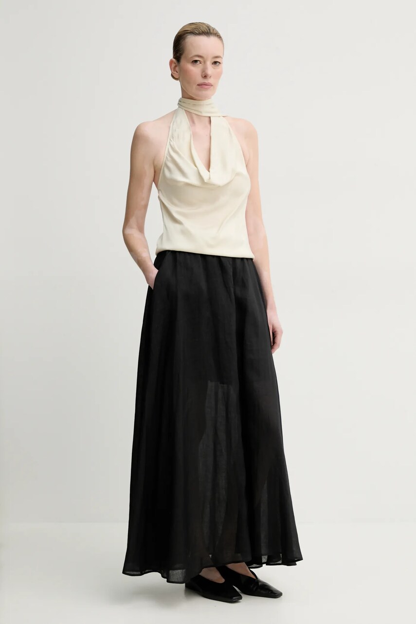 Льняна спідниця ISABELLE BLANCHE колір чорний maxi розкльошена IS25SS-G093-T019