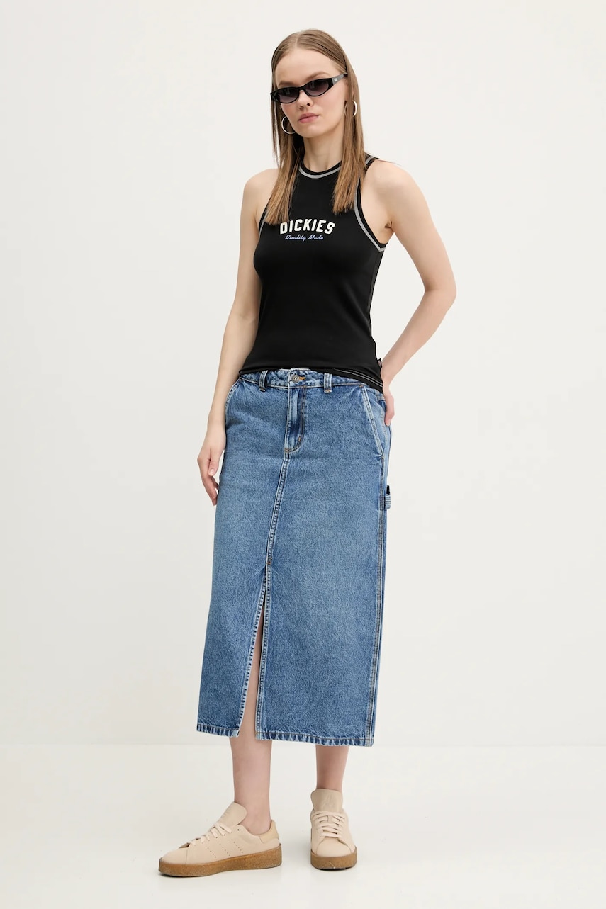 Джинсова спідниця Dickies колір синій midi пряма DK0A866SK211