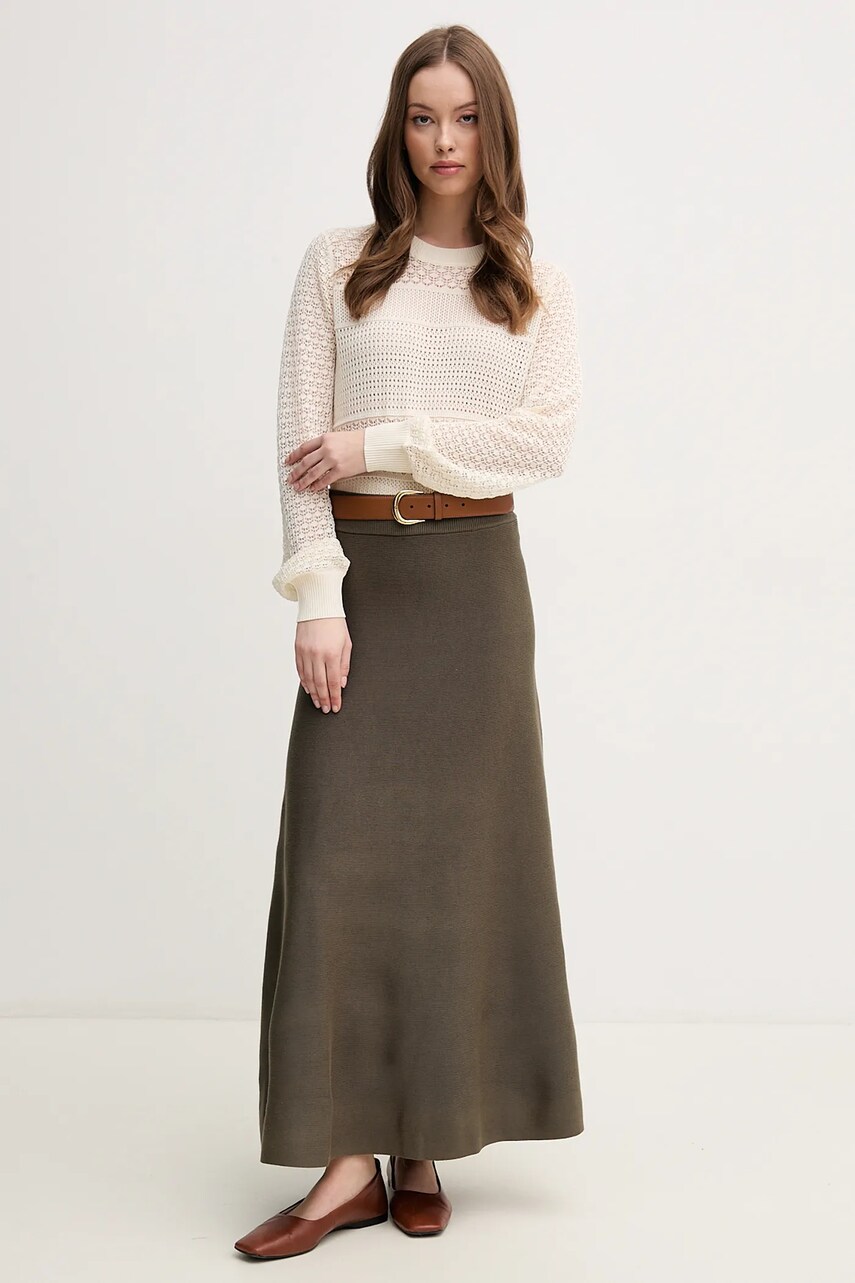 Спідниця Pedro del Hierro колір зелений maxi розкльошена 7599298