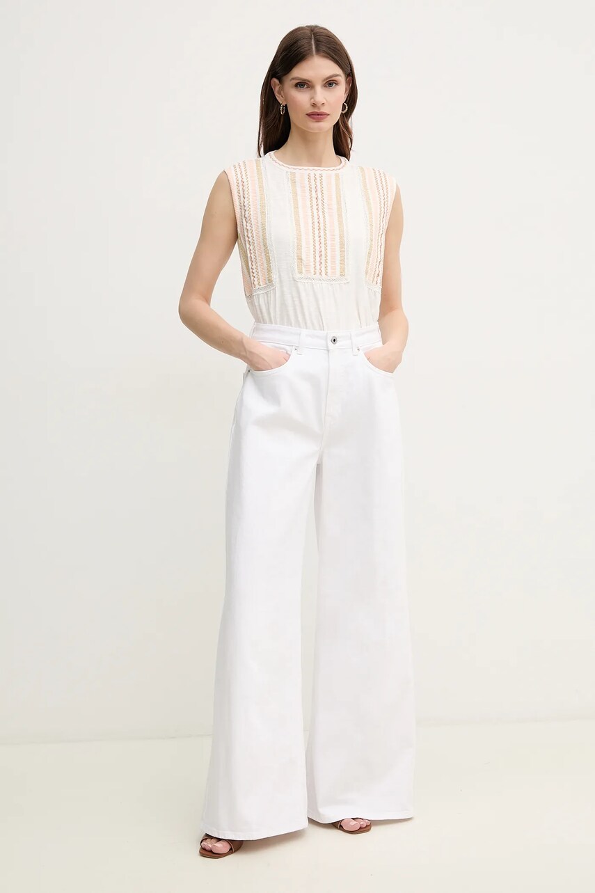 Джинси Pepe Jeans WIDE LEG JEANS UHW JAIMY жіночі колір білий PL204740TC5
