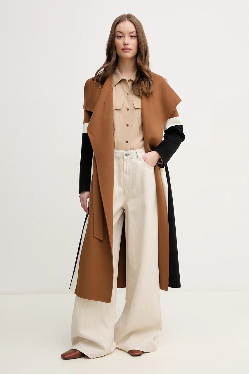Джинси з домішкою льону Pepe Jeans WIDE LEG JEANS UHW JAIMY жіночі колір бежевий PL204740TC9