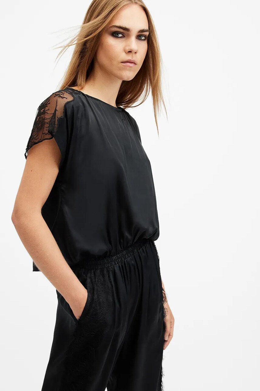 Комбінезон з домішкою шовку AllSaints MARI колір чорний  W050TB