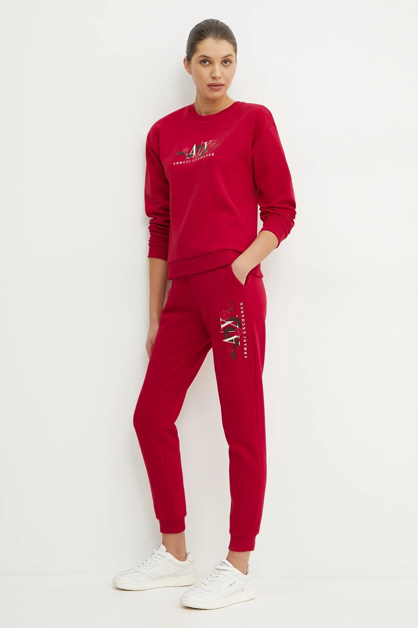 Спортивні штани Armani Exchange колір червоний з принтом XW000314 AF12261