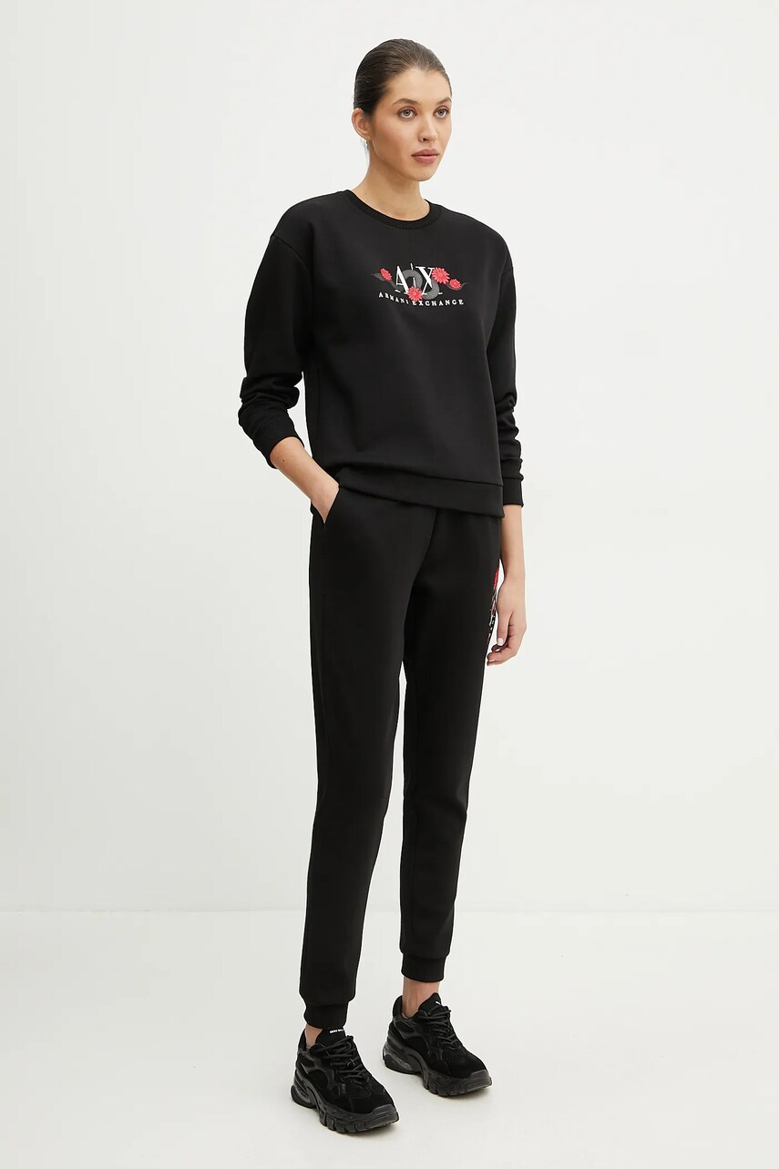 Спортивні штани Armani Exchange колір чорний з принтом XW000314 AF12261
