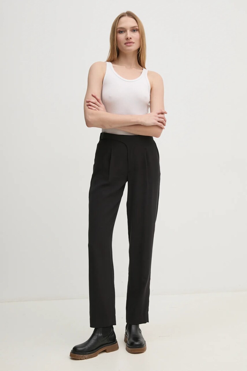 Штани Calvin Klein Jeans жіночі колір чорний прямі висока посадка J20J224846