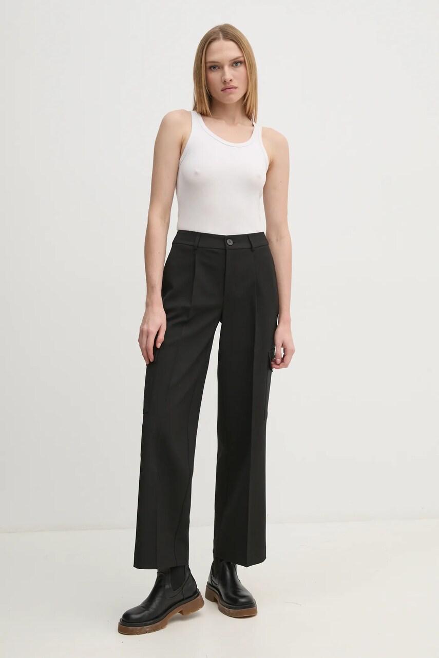 Штани Calvin Klein Jeans жіночі колір чорний фасон cargo висока посадка J20J224848