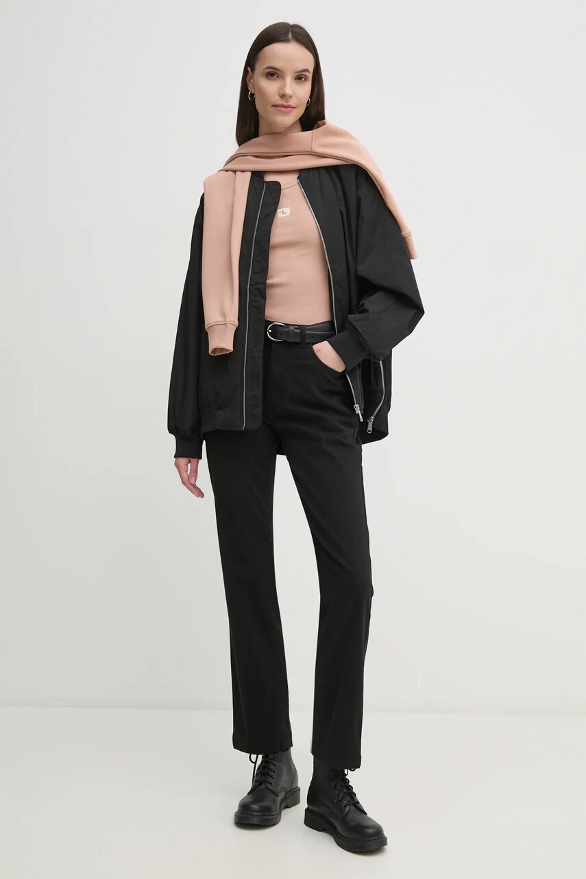 Штани Calvin Klein Jeans жіночі колір чорний прямі висока посадка J20J224852
